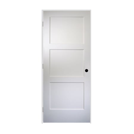 Trimlite 30" by 80" 3 Panel Bevel Shaker Right Handed Interior Prehung Passage Door with Brushed Chrome Hinges and 6-9/16" Door Jamb Unfinished