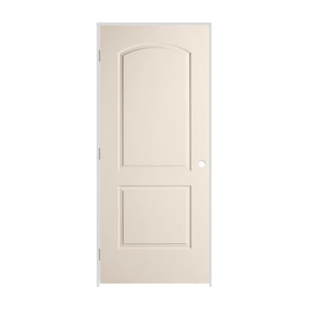 Trimlite 30" x 80" Primed 2-Panel Arch Top Caiman Molded Hollow Core 4-9/16" Jamb Right Hand Prehung Door with Brushed Chrome Hinges Primed