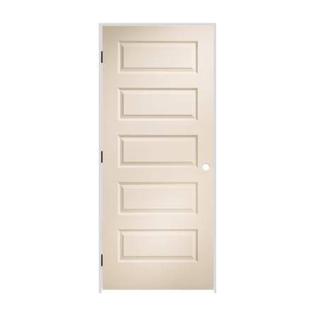 Trimlite 30" x 80" Primed 5-Panel Rockport Molded Hollow Core 4-9/16" Jamb Right Hand Prehung Door with Black Hinges Primed