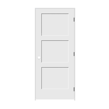Trimlite 30" by 84" Shaker 3 Panel Left Handed Interior Prehung Passage Door with Oil Rubbed Bronze Hinges and 7-1/4" Door Jamb Primed