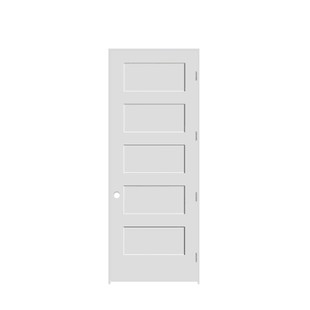 Trimlite 30" by 96" Shaker 5-Panel Left Hand Handed Interior Pre-Hung Passage Door with Satin Nickel Hinges and 6-9/16" Door Jamb Primed