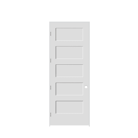 Trimlite 30" by 96" Shaker 5-Panel Right Hand Handed Interior Pre-Hung Passage Door with Satin Nickel Hinges and 7-1/4" Door Jamb Primed