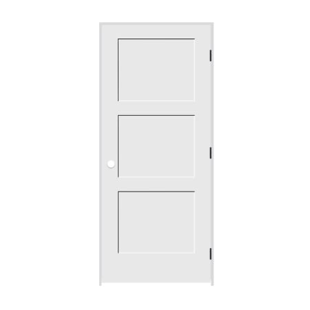 Trimlite 32" by 80" 3-Panel Shaker Left Handed Interior Prehung Fire Rated Passage Door with Black Hinges and 7 1/4" Door Jamb - Mill Sill Primed