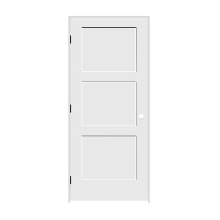 Trimlite 32" by 80" 3-Panel Shaker Right Handed Interior Prehung Fire Rated Passage Door with Black Hinges and 4 9/16" Door Jamb - Mill Sill Primed