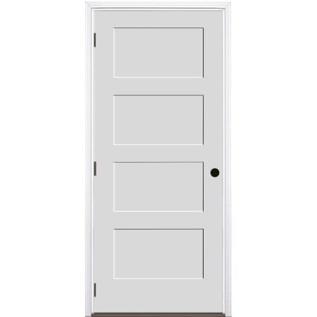 Trimlite 32" by 80" 4-Panel Shaker Right Handed Interior Prehung Fire Rated Passage Door with Black Hinges and 4 9/16" Door Jamb - Bronze Sill Primed