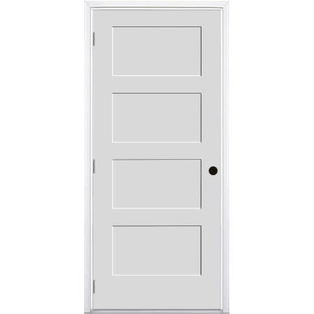 Trimlite 32" by 80" 4-Panel Shaker Right Handed Interior Prehung Fire Rated Passage Door with Brushed Chrome Hinges and 7 1/4" Door Jamb - Bronze Sill Primed