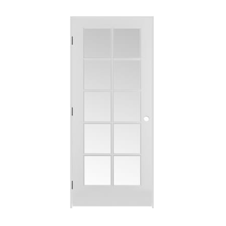 Trimlite 32" by 80" 10 Clear Glass Lite Right Handed Ovolo Edge Interior French Door with Black Hinges and 6-9/16" Door Jamb Primed