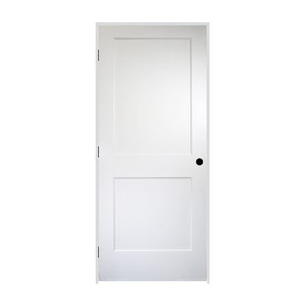 Trimlite 32" by 80" 2 Panel Bevel Shaker Right Handed Interior Prehung Passage Door with Oil Rubbed Bronze Hinges and 6-9/16" Door Jamb Unfinished