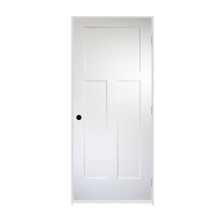 Trimlite 32" by 80" 3 Panel Bevel Shaker Left Handed Interior Prehung Passage Door with Brushed Chrome Hinges and 4-9/16" Door Jamb Unfinished