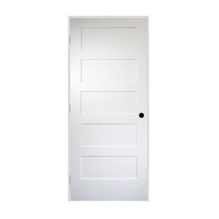 Trimlite 32" by 80" 5 Panel Bevel Shaker Right Handed Interior Prehung Passage Door with Satin Nickel Hinges and 4-9/16" Door Jamb Unfinished