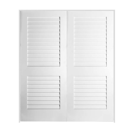 Trimlite 64" by 80" Louver Left, Right Handed Pre-Hung Interior Passage Door with 4-9/16" Door Jamb and Brushed Chrome Hinges Primed
