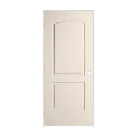 Trimlite 32" x 80" Primed 2-Panel Arch Top Caiman Molded Hollow Core 4-9/16" Jamb Right Hand Prehung Door with Satin Nickel Hinges Primed