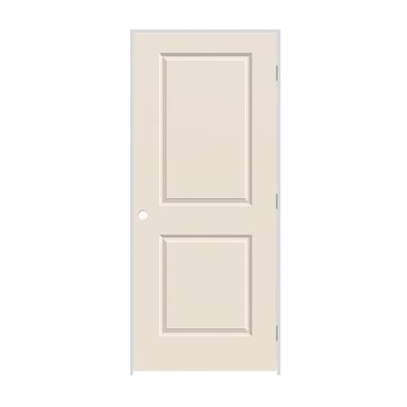 Trimlite 32" x 80" Primed 2-Panel Carrera Molded Hollow Core 4-9/16" Jamb Left Hand Prehung Door with Brushed Chrome Hinges Primed
