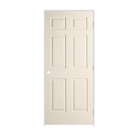 Trimlite 32" x 80" Primed 6-Panel Colonist Molded Hollow Core 4-9/16" Jamb Left Hand Prehung Door with Satin Nickel Hinges Primed