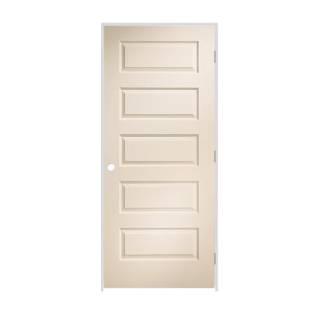 Trimlite 32" x 80" Primed 5-Panel Rockport Molded Hollow Core 4-9/16" Jamb Left Hand Prehung Door with Brushed Chrome Hinges Primed
