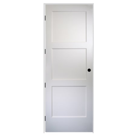 Trimlite 32" by 96" 3 Panel Bevel Shaker Right Handed Interior Prehung Passage Door with Black Hinges and 4-9/16" Door Jamb Unfinished
