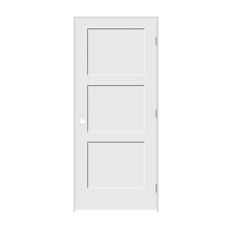 Trimlite 36" by 80" 3-Panel Shaker Left Handed Interior Prehung Fire Rated Passage Door with Satin Nickel Hinges and 4 9/16" Door Jamb - Mill Sill Primed