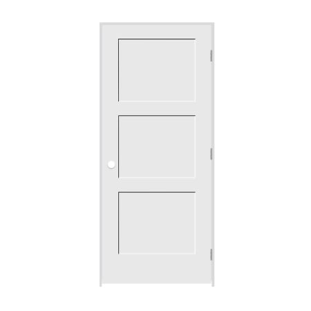 Trimlite 36" by 80" 3-Panel Shaker Left Handed Interior Prehung Fire Rated Passage Door with Brushed Chrome Hinges and 7 1/4" Door Jamb - Bronze Sill Primed