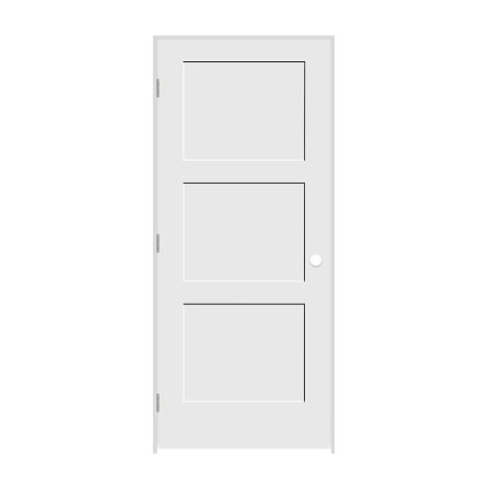 Trimlite 36" by 80" 3-Panel Shaker Right Handed Interior Prehung Fire Rated Passage Door with Satin Nickel Hinges and 4 9/16" Door Jamb - Mill Sill Primed