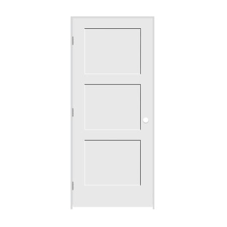 Trimlite 36" by 80" 3-Panel Shaker Right Handed Interior Prehung Fire Rated Passage Door with Brushed Chrome Hinges and 4 9/16" Door Jamb - Bronze Sill Primed