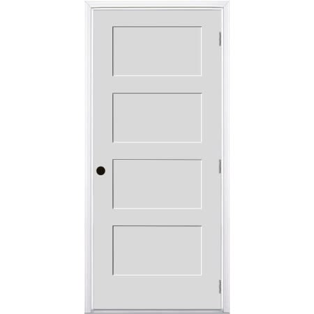 Trimlite 36" by 80" 4-Panel Shaker Left Handed Interior Prehung Fire Rated Passage Door with Brushed Chrome Hinges and 7 1/4" Door Jamb - Bronze Sill Primed