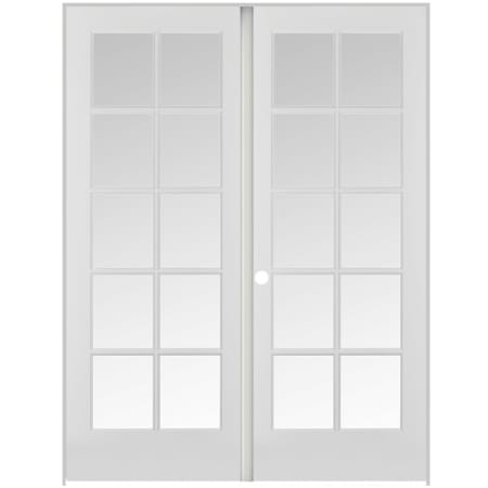 Trimlite 72" by 80" 20 Clear Glass Lite Right Hand Active Ovolo Edge Interior Double French Door with Astragal, Black Hinges and 4-9/16" Door Jamb Primed