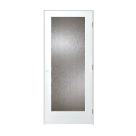 Trimlite 36" by 80" 1 Rain Glass Lite Left Handed Ovolo Edge Interior French Door with Satin Nickel Hinges and 4-9/16" Door Jamb Primed