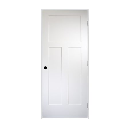 Trimlite 36" by 80" 3 Panel Bevel Shaker Left Handed Interior Prehung Passage Door with Black Hinges and 6-9/16" Door Jamb Unfinished