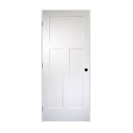 Trimlite 36" by 80" 3 Panel Bevel Shaker Right Handed Interior Prehung Passage Door with Black Hinges and 4-9/16" Door Jamb Unfinished