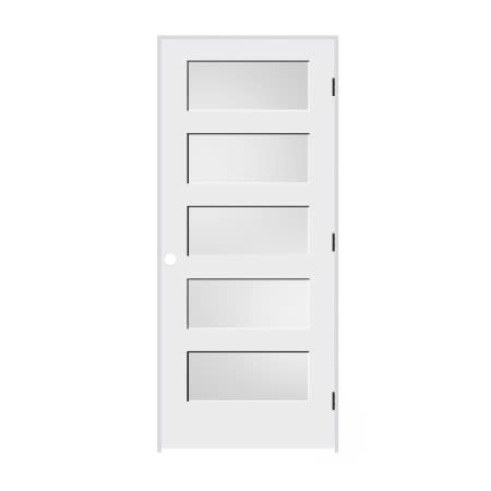 Trimlite 36" by 80" 5-Lite Shaker Left Handed Interior Prehung Passage Door with Oil Rubbed Bronze Hinges and 6-9/16" Door Jamb Primed