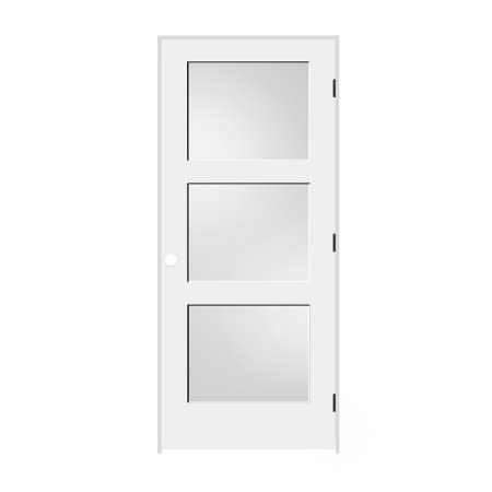Trimlite 36" by 80" 3-Lite Shaker Left Handed Interior Prehung Passage Door with Black Hinges and 4-9/16" Door Jamb Primed