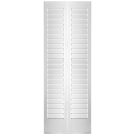 Trimlite 36" W x 80" H Plantation Full Louver Primed Solid Core Interior Bi-Fold Door and Hardware Kit Primed