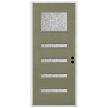 Trimlite Contemporary 38" by 82" Water Glass Left Handed Pre-Hung Entry Door with 4-9/16" Door Jamb, Oil Rubbed Bronze Hinges, and Mill Sill Primed