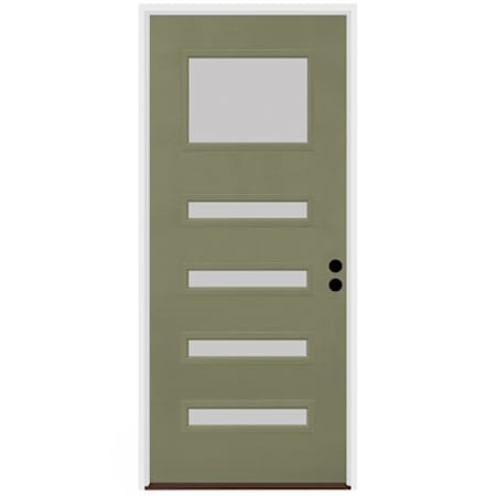 Trimlite Contemporary 38" by 82" Frosted Glass Left Handed Pre-Hung Entry Door with 4-9/16" Door Jamb, Oil Rubbed Bronze Hinges, and Bronze Sill Primed
