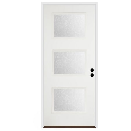 Trimlite 36"W x 80"H Rain 3 Lite Contemporary Left Handed Exterior Prehung Entry Door with Oil Rubbed Bronze Hinges, 4-9/16" Door Jamb, and Bronze Sill Primed