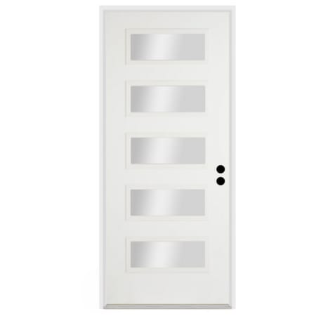 Trimlite 36"W x 80"H Clear 5 Lite Contemporary Left Handed Exterior Prehung Entry Door with Oil Rubbed Bronze Hinges, 4-9/16" Door Jamb, and Mill Sill Primed