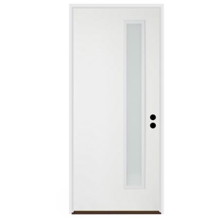 Trimlite 36"W x 80"H Etched 1 Lite Contemporary Left Handed Exterior Prehung Entry Door with Satin Nickel Hinges, 4-9/16" Door Jamb, and Bronze Sill Primed