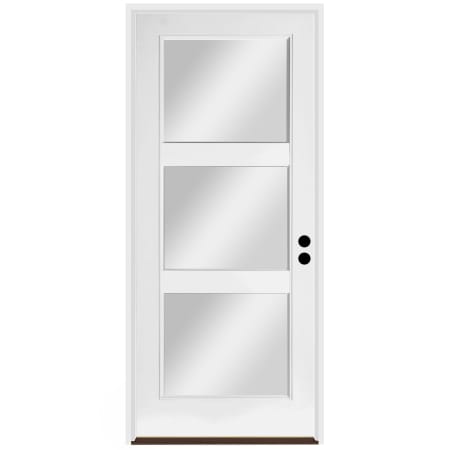Trimlite 36" W x 80" H Clear 3-Lite Contemporary Left-Hand Inswing Exterior Prehung Entry Door with Bright Chrome Hinges, 6-9/16" Door Jamb, and Bronze Sill Primed
