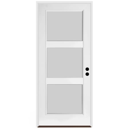 Trimlite 36" W x 80" H Etched 3-Lite Contemporary Left-Hand Inswing Exterior Prehung Entry Door with Satin Nickel Hinges, 4-9/16" Door Jamb, and Bronze Sill Primed