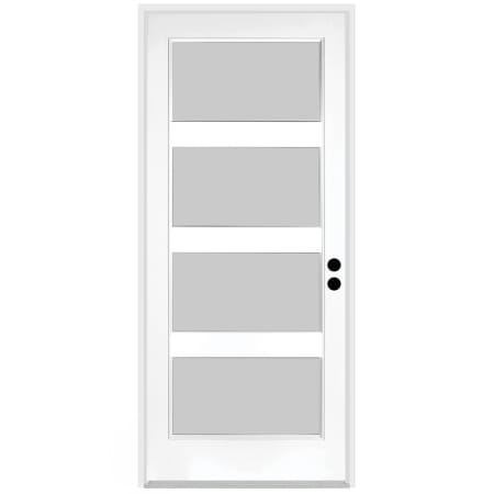 Trimlite 36" W x 80" H Etched 4-Lite Contemporary Left-Hand Inswing Exterior Prehung Entry Door with Satin Nickel Hinges, 4-9/16" Door Jamb, and Mill Sill Primed