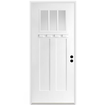 Trimlite 36" W x 80" H Clear 3-Lite 2-Panel Contemporary Left-Hand Inswing Exterior Prehung Entry Door with Bright Chrome Hinges, 6-9/16" Door Jamb, and Mill Sill Primed