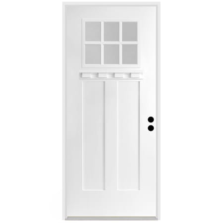 Trimlite 36" W x 80" H Clear 6-Lite 2-Panel Contemporary Left-Hand Inswing Exterior Prehung Entry Door with Black Hinges, 6-9/16" Door Jamb, and Mill Sill Primed