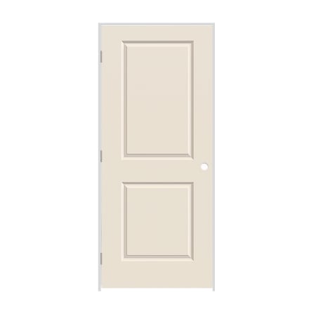Trimlite 36" x 80" Primed 2-Panel Carrera Molded Hollow Core 6-9/16" Jamb Right Hand Prehung Door with Satin Nickel Hinges Primed