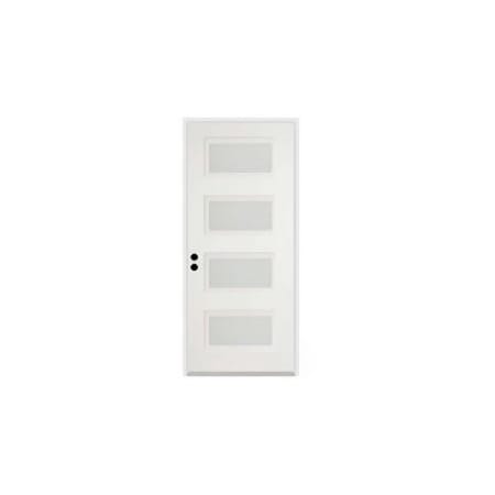 Trimlite 36"W x 80"H Etched 4 Lite Contemporary Right Handed Exterior Prehung Entry Door with Oil Rubbed Bronze Hinges, 4-9/16" Door Jamb, and Mill Sill Primed
