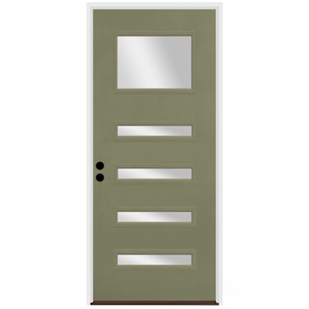 Trimlite Contemporary 38" by 82" Clear Glass Right Handed Pre-Hung Entry Door with 6-9/16" Door Jamb, Oil Rubbed Bronze Hinges, and Bronze Sill Primed