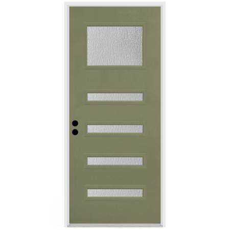Trimlite Contemporary 38" by 82" Water Glass Right Handed Pre-Hung Entry Door with 4-9/16" Door Jamb, Satin Nickel Hinges, and Mill Sill Primed