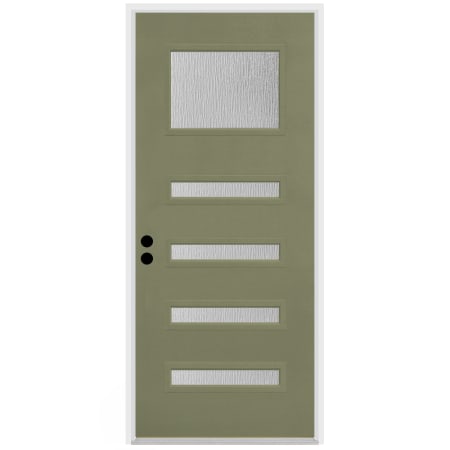 Trimlite Contemporary 38" by 82" Water Glass Right Handed Pre-Hung Entry Door with 6-9/16" Door Jamb, Brushed Chrome Hinges, and Mill Sill Primed