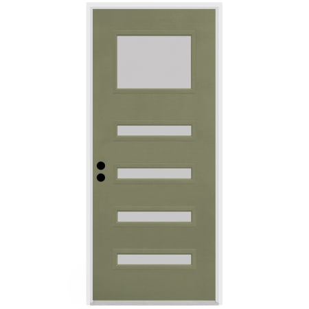 Trimlite Contemporary 38" by 82" Frosted Glass Right Handed Pre-Hung Entry Door with 4-9/16" Door Jamb, Oil Rubbed Bronze Hinges, and Mill Sill Primed