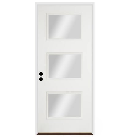 Trimlite 36"W x 80"H Clear 3 Lite Contemporary Right Handed Exterior Prehung Entry Door with Black Hinges, 4-9/16" Door Jamb, and Bronze Sill Primed