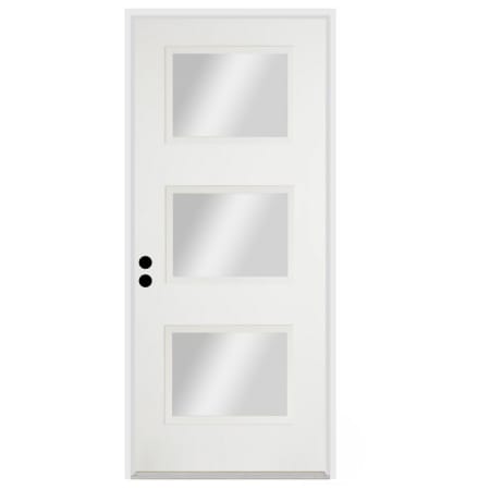 Trimlite 36"W x 80"H Clear 3 Lite Contemporary Right Handed Exterior Prehung Entry Door with Oil Rubbed Bronze Hinges, 6-9/16" Door Jamb, and Mill Sill Primed